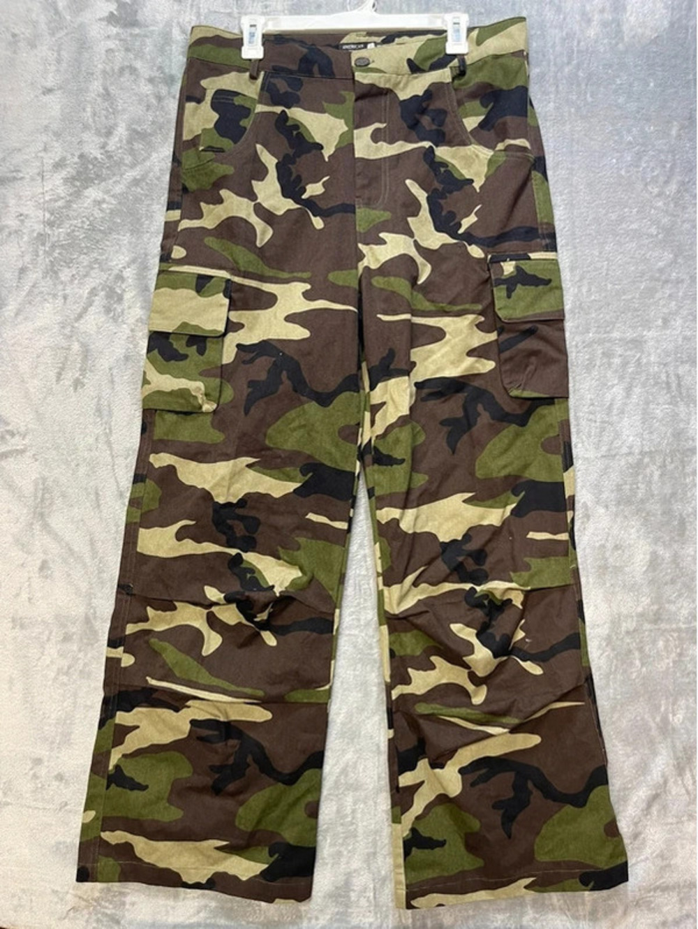 American Stitch Mens Camo Cargo Pants Size 36 Wide Leg Woodland Camouflage
